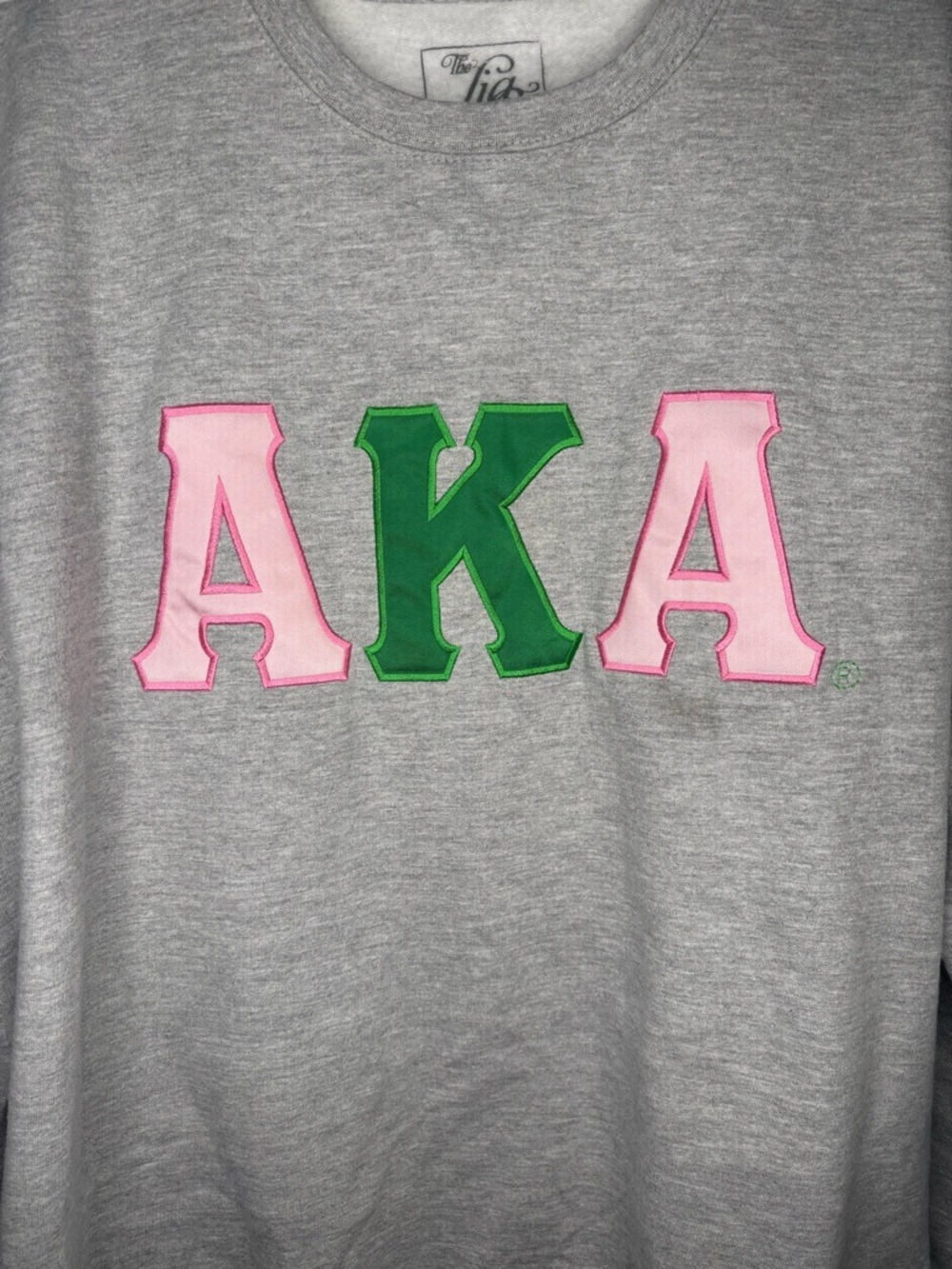 Gray Alpha Kappa Alpha Sweatshirt with Pink & Green AKA Lettering - size XL - Picture 3 of 4
